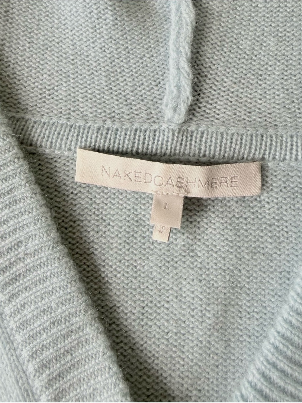 NakedCashmere Light Blue V-Neck Hooded Cashmere Sweater - Picture 4 of 7